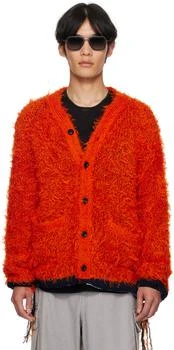 Sacai | Orange Furry Knit Cardigan