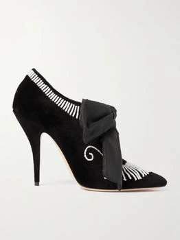 Valentino | Rockoco Embellished Taffeta-trimmed Suede Pumps  - IT36