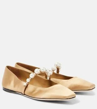 Jimmy Choo | Ade embellished satin Mary Jane flats