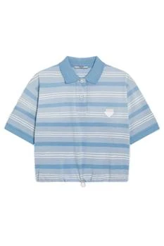 Prada | Prada Cropped Striped Piqué Polo Shirt
