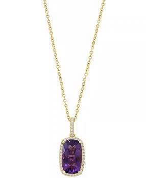 Effy | Diamond (1/6 ct. t.w.) & Amethyst (2-3/4 ct. t.w.) Pendant Necklace in 14k Rose Gold