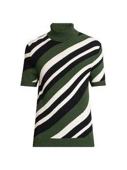 Dolce & Gabbana | Diagonal Stripe Turtleneck Short-Sleeve Sweater