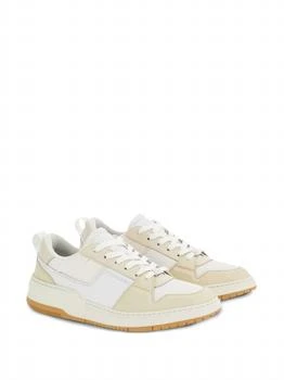Salvatore Ferragamo | Men's Leather Sneakers With Stitched Details In Beige