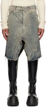 Rick Owens | Blue Concordians Slivered Denim Midi Skirt