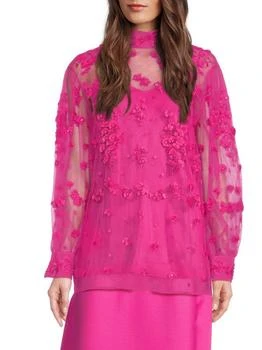 Valentino | Embellished Sheer Mock Turtleneck Top