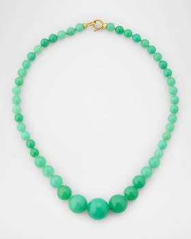 Chrysoprase Beaded Necklace with 18K Yellow Gold Clasp