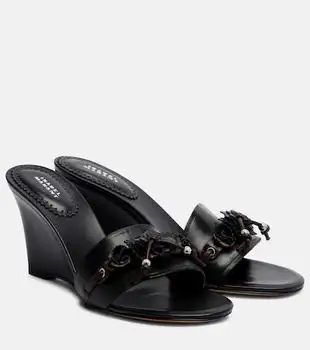 Isabel Marant | Anee embellished leather wedge mules