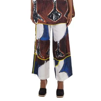 Burberry | Burberry Graphic-Print Silk Flared Trousers, Brand Size 4 ( US Size 2 )