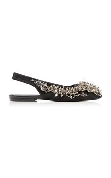 Dries Van Noten | Dries Van Noten Embroidered Mesh Slingback Flats - Moda Operandi