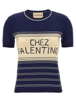 Valentino | Valentino Garavani Striped Logo Embroidered Top