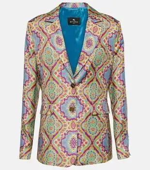 ETRO | Printed single-breasted silk blazer