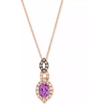 Le Vian | Grape Amethyst (3/4 ct. t.w.) 
Diamond (1/3 ct. t.w.) Halo Adjustable 20" Pendant Necklace in 14k Rose Gold