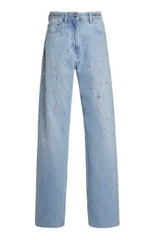 Versace | Versace La Vacanza Embellished Rigid High-Rise Straight-Leg Jeans - Moda Operandi