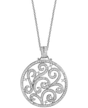 Effy | EFFY® Diamond Filigree Open Disc 18" Pendant Necklace (7/8 ct. t.w.) in 14k White Gold