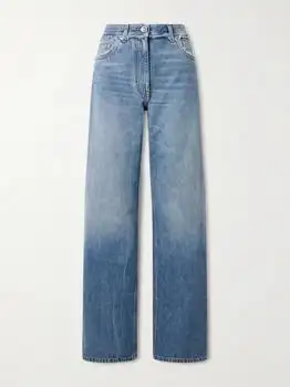 Versace | Distressed Mid-rise Straight-leg Jeans - Mid denim