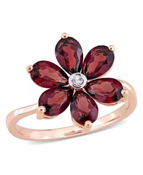 Macy's | Garnet and Diamond Accent Floral Ring