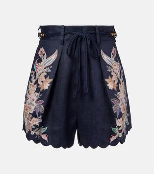 Zimmermann | Rhiannon paisley embroidered linen shorts
