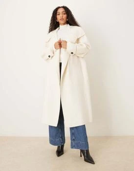 Mango Capsule wool mix tailored maxi coat in winter white