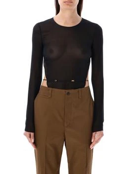 Yves Saint Laurent | Saint Laurent Backless Long-Sleeved Bodysuit