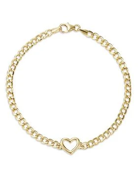 Bloomingdale's | Open Heart Curb Link Chain Bracelet in 14K Yellow Gold