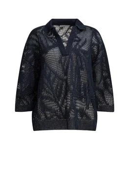 Brunello Cucinelli | Brunello Cucinelli Open-Knit Sequined Polo Knitted Top