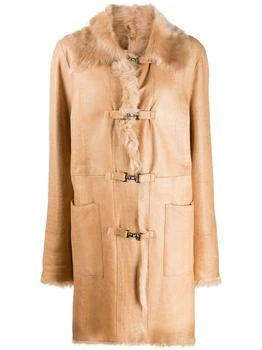 2000s crocodile effect hooked coat - women