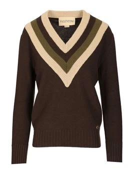 Valentino | Valentino Logo Plaque V-Neck Jumper
