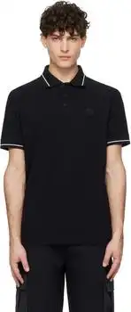 Moncler | Black Logo Patch Cotton Polo