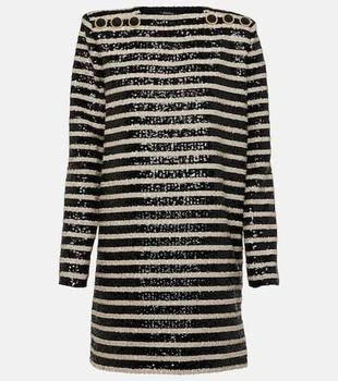 Balmain | Sequined striped minidress