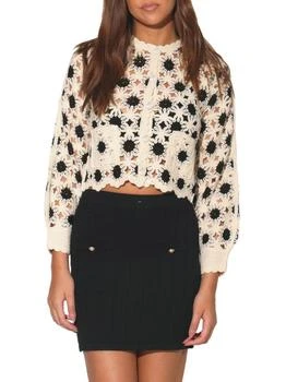 Dot Crochet Brooke Cropped Cardigan