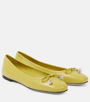 Jimmy Choo | Elme bow-detail leather ballet flats