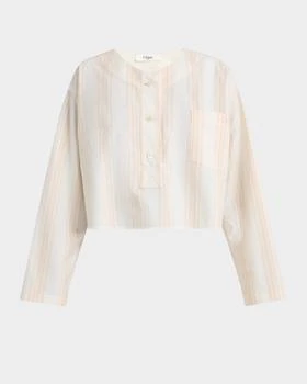 Chloé | Striped Long-Sleeve Crop Top
