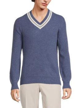 Brunello Cucinelli | Ribbed Contrast-Trim Cashmere Sweater