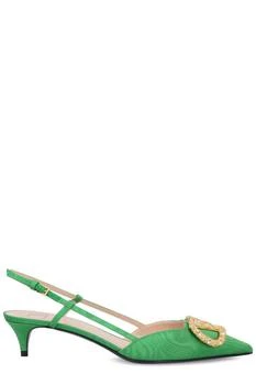 Valentino | Valentino Logo Embellished Slingback Pumps