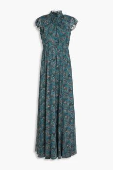 Ruffled floral-print crepon maxi dress