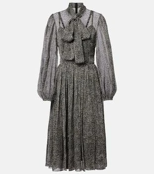 Dolce & Gabbana | Chevron tie-neck silk-blend midi dress