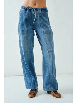 Aaron & Amber Aaron & Amber - Drawstring Waist Straight Soft Denim Pants
