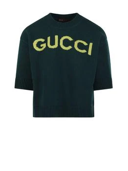 Gucci | Gucci Logo Intarsia Short-Sleeve Knit Top