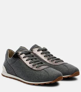 Brunello Cucinelli | Leather-trimmed felt sneakers