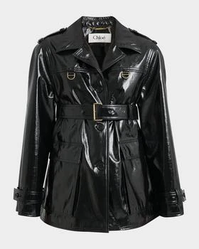 Chloé | Shiny Cotton Belted Trench Coat