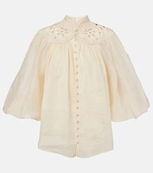 Zimmermann | Coco embroidered ramie blouse