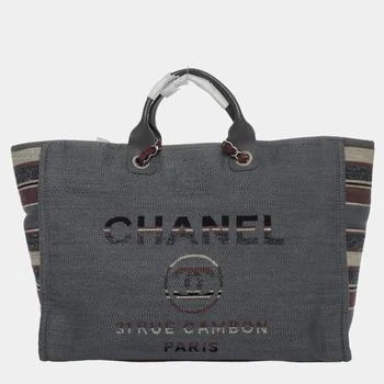 Chanel | Chanel Grey/ Red/ Multicolor Large Deauville Tote Bag