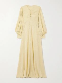 Chloé | Floral-jacquard Silk-satin Midi Dress - Pastel yellow