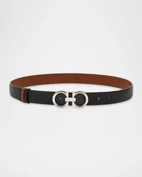 Salvatore Ferragamo Donna Reversible Leather Double Gancini Belt