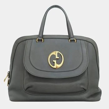 Gucci | Gucci Grey Leather 1973 Top Handle Oversized Travel Bag