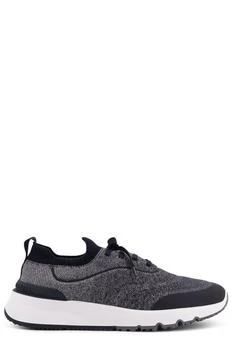Brunello Cucinelli | Brunello Cucinelli Logo Embossed Knitted Lace-Up Sneakers