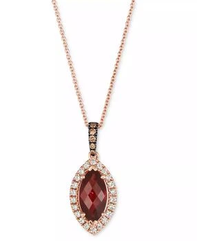 Le Vian | Pomegranate Garnet (2-1/4 ct. t.w.) & Diamond (1/3 ct. t.w.) Marquis Halo Adjustable 20" Pendant Necklace in 14k Rose Gold