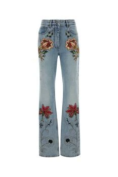 Valentino | Valentino Floral Embroidered Straight Leg Jeans