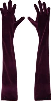 Mugler Burgundy Velour Gloves