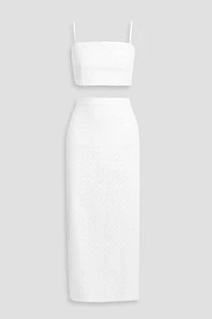 Affie cropped broderie anglaise cotton top and midi skirt set